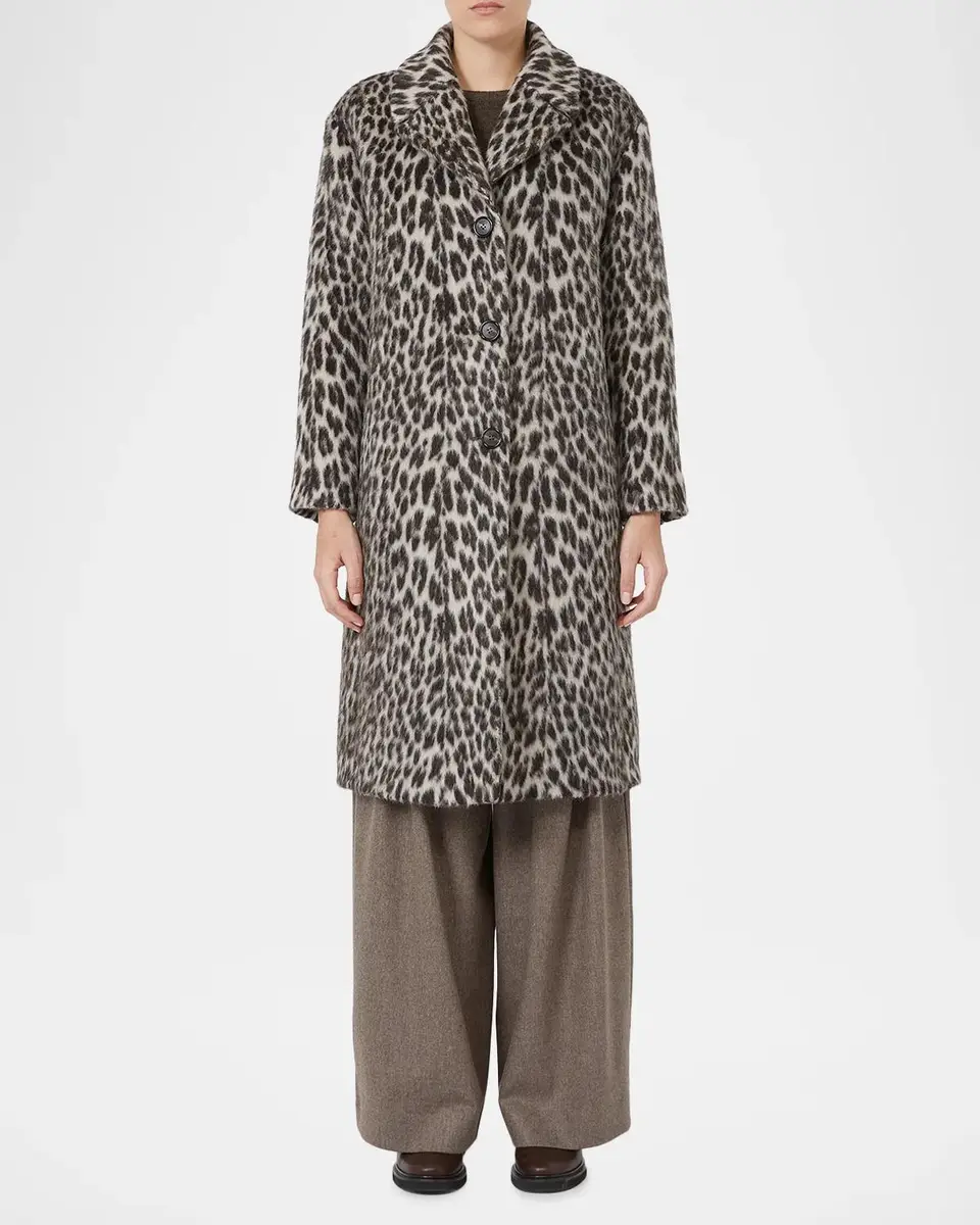 Max Mara Leopard-Print Wool Single-Breasted Long Coat | Thumbnail 2 Max Mara Leopard-Print Wool Single-Breasted Long Coat | Thumbnail 2