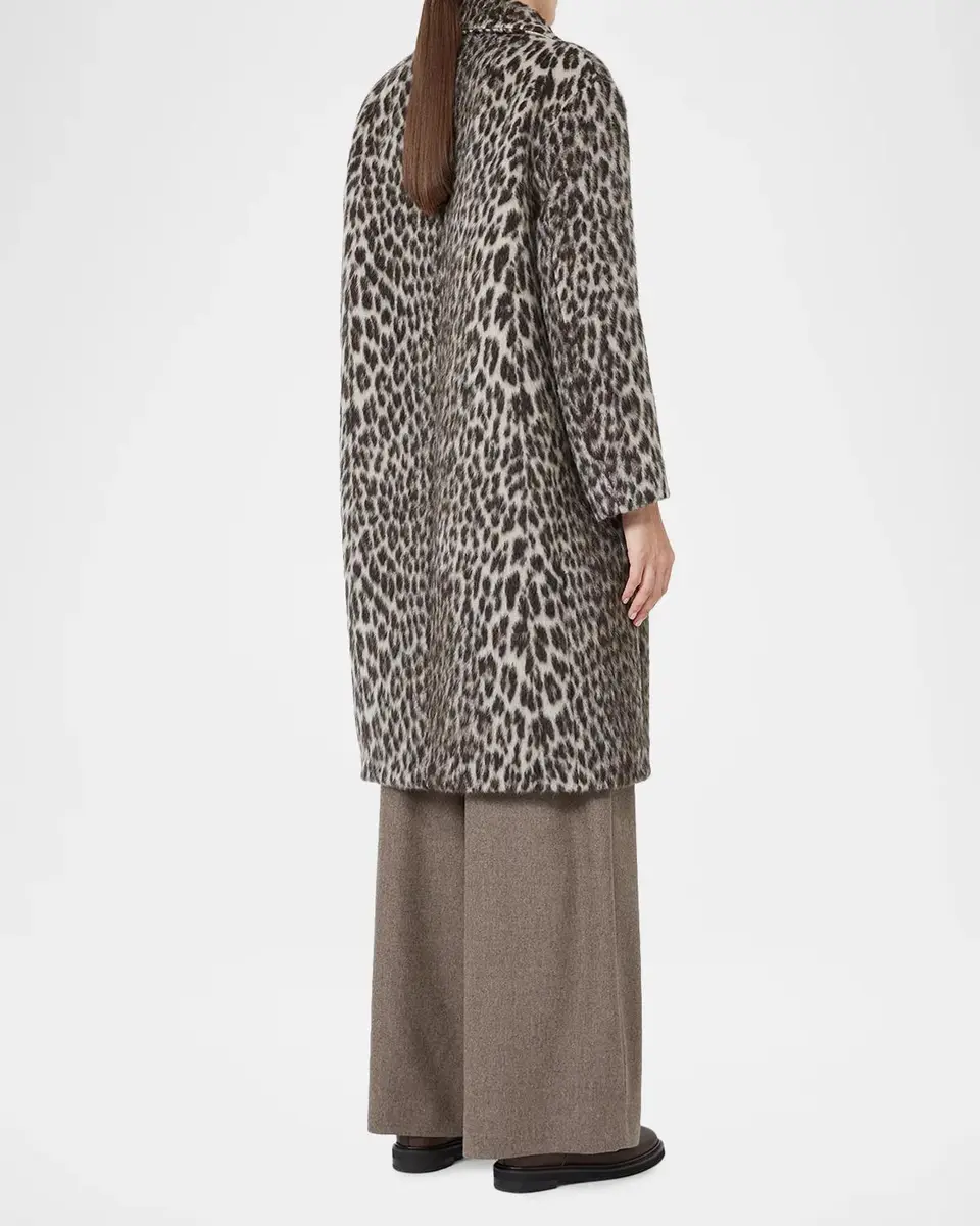 Max Mara Leopard-Print Wool Single-Breasted Long Coat | Thumbnail 3 Max Mara Leopard-Print Wool Single-Breasted Long Coat | Thumbnail 3