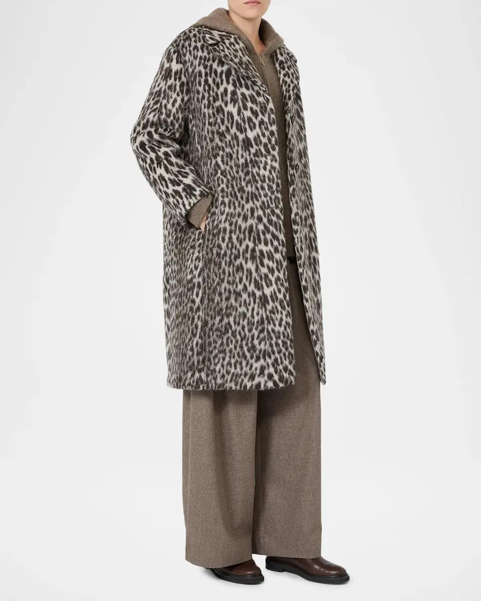 Max Mara Leopard-Print Wool Single-Breasted Long Coat | Thumbnail 4 Max Mara Leopard-Print Wool Single-Breasted Long Coat | Thumbnail 4