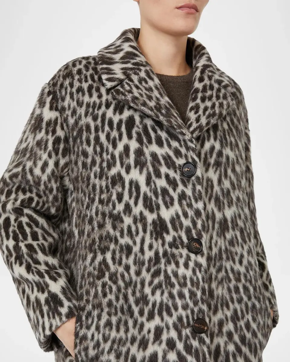 Max Mara Leopard-Print Wool Single-Breasted Long Coat | Thumbnail 5 Max Mara Leopard-Print Wool Single-Breasted Long Coat | Thumbnail 5