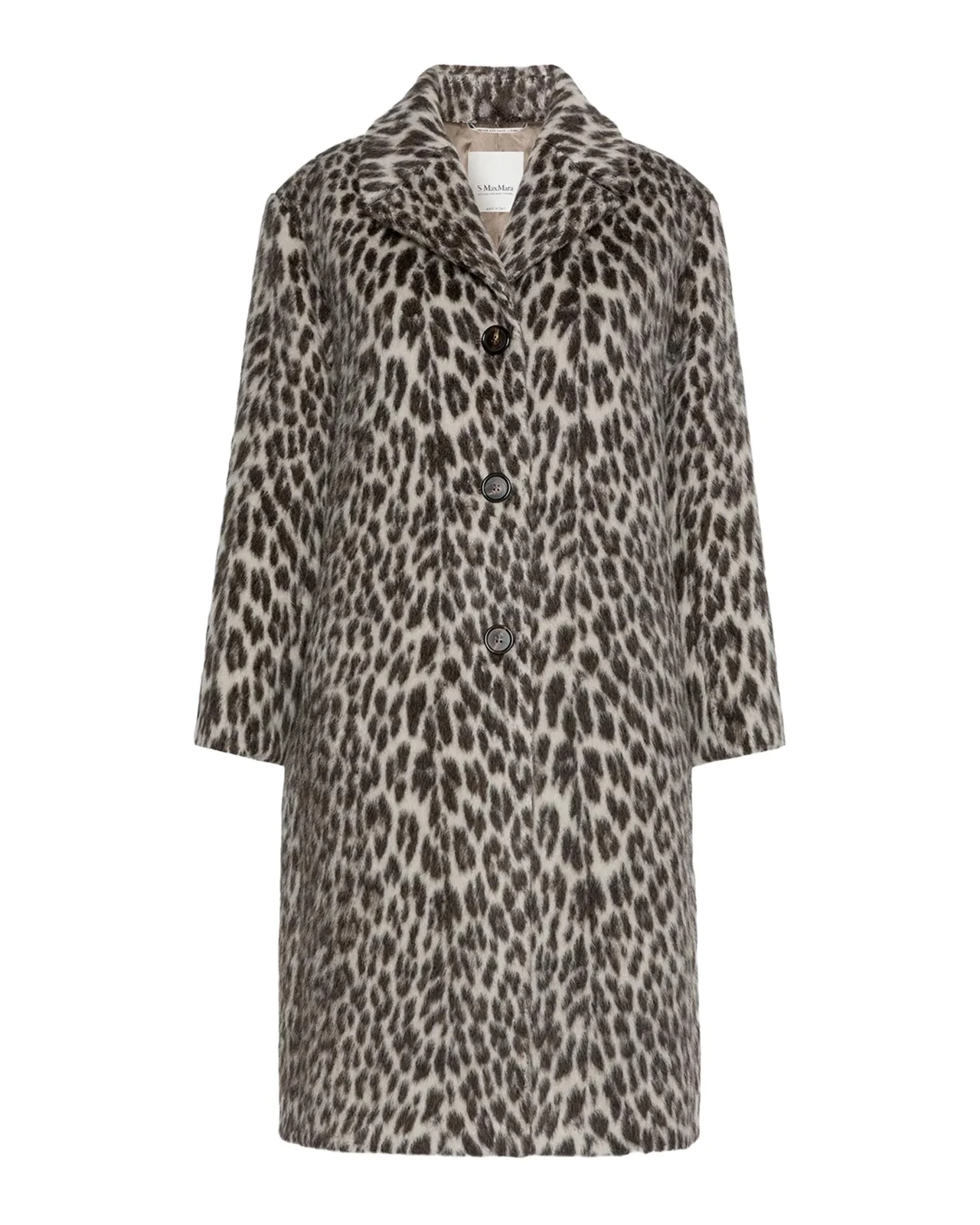 Max Mara Leopard-Print Wool Single-Breasted Long Coat