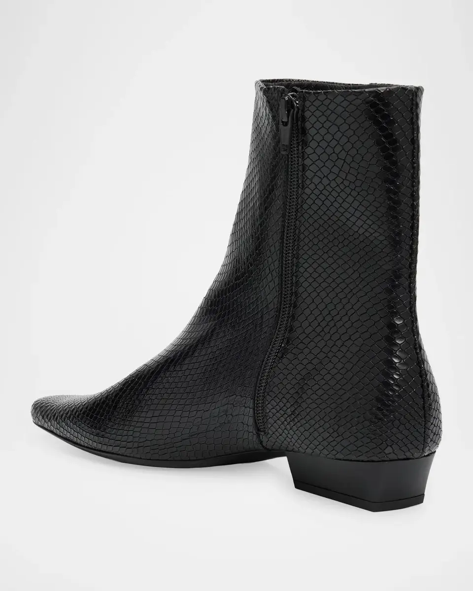 Staud 25mm Wally Embossed Leather Flat Ankle Boots | Thumbnail 4 Staud 25mm Wally Embossed Leather Flat Ankle Boots | Thumbnail 4