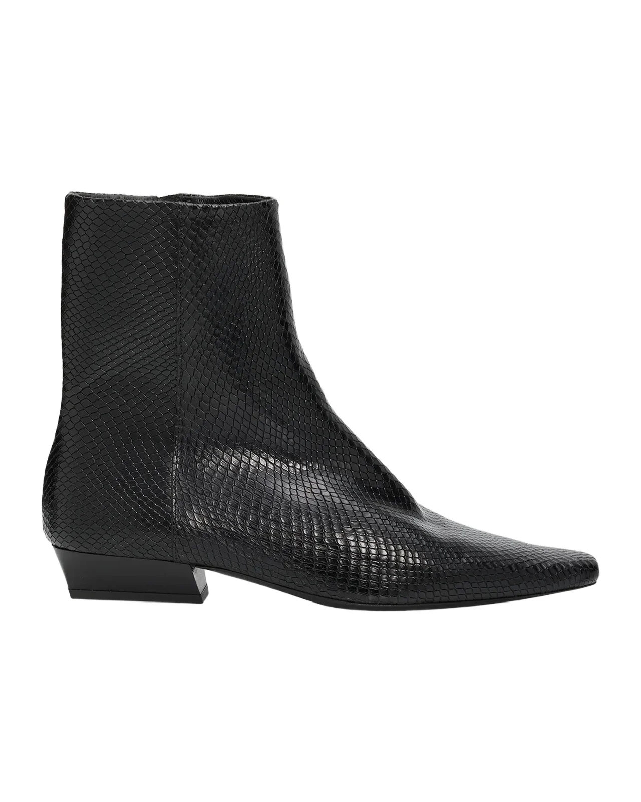 25mm Wally Embossed Leather Flat Ankle Boots