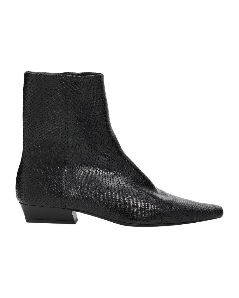 25mm Wally Embossed Leather Flat Ankle Boots 25mm Wally Embossed Leather Flat Ankle Boots