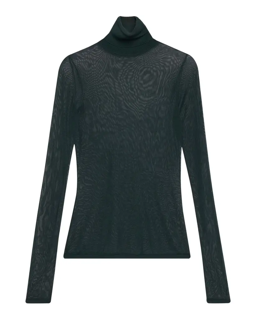 Fine-Knit High-Neck Top