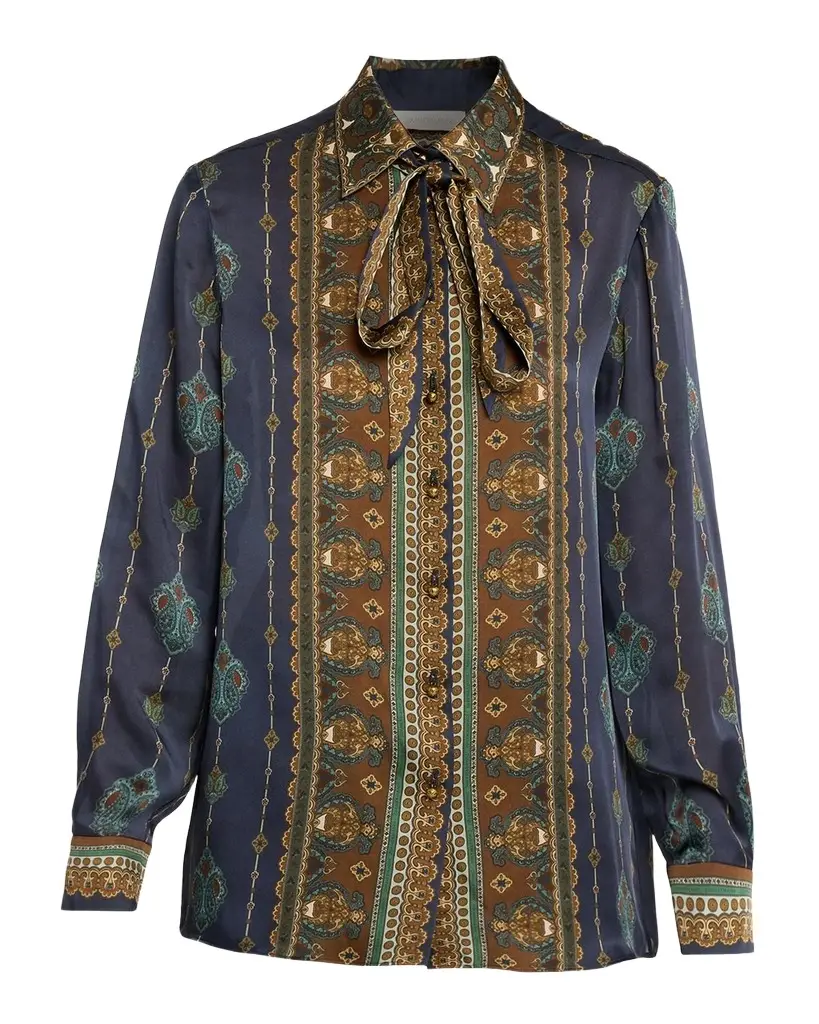 Zimmermann Ascent Satin Button-Front Shirt