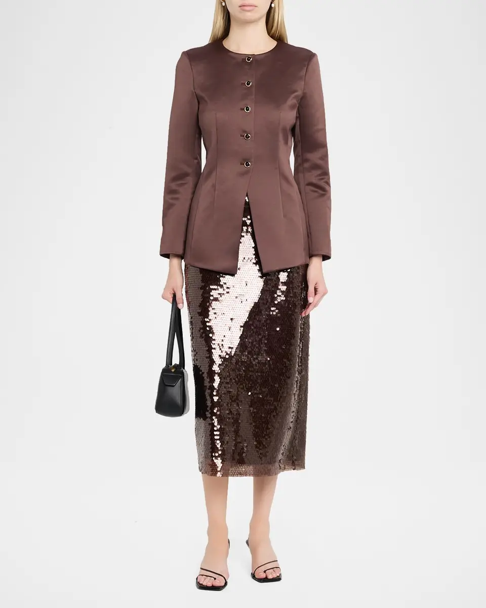 TANYA TAYLOR Heather Satin Blazer | Thumbnail 2