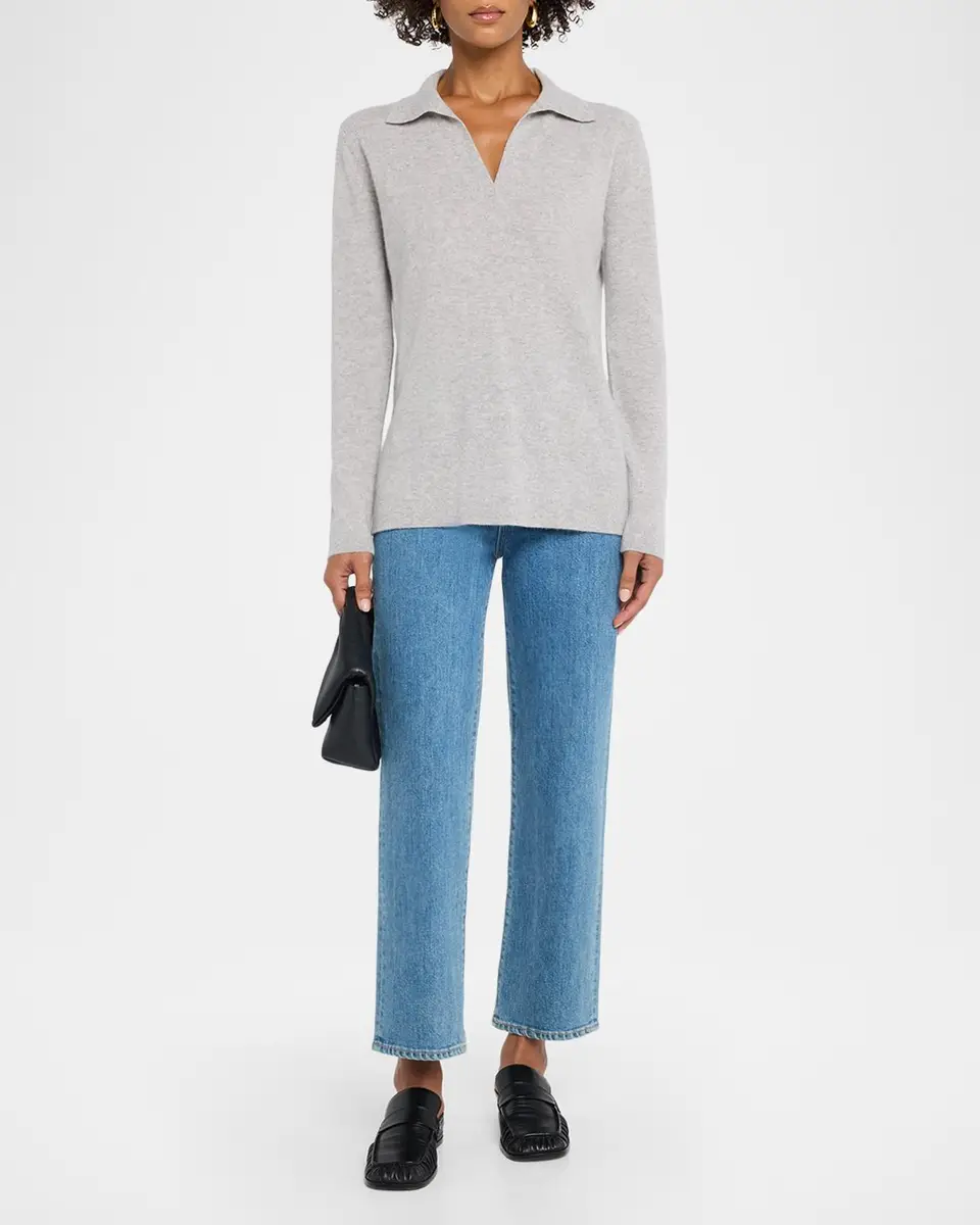 Neiman Marcus Cashmere Collection Cashmere Johnny-Collar Sweater | Thumbnail 2 Neiman Marcus Cashmere Collection Cashmere Johnny-Collar Sweater | Thumbnail 2