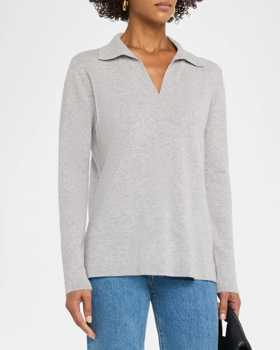 Neiman Marcus Cashmere Collection Cashmere Johnny-Collar Sweater | Thumbnail 4 Neiman Marcus Cashmere Collection Cashmere Johnny-Collar Sweater | Thumbnail 4
