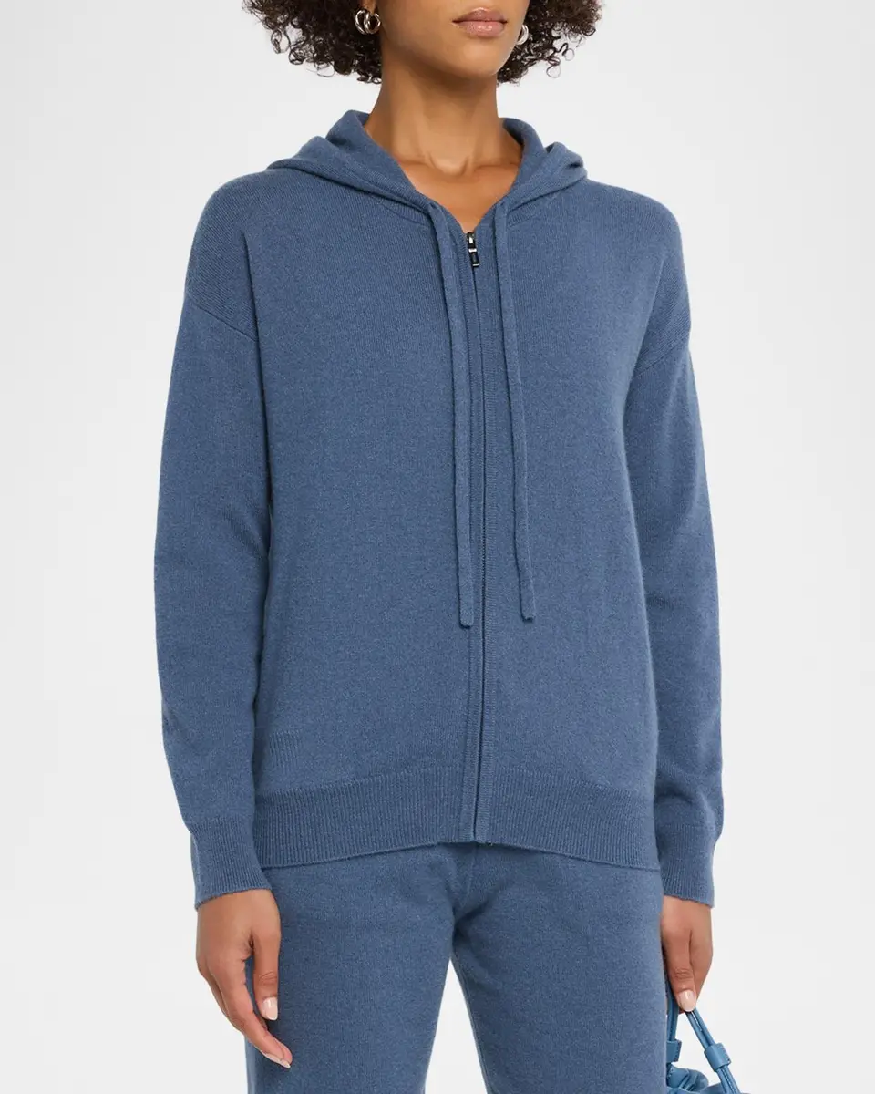 Neiman Marcus Cashmere Collection Cashmere Zip-Front Hoodie | Thumbnail 4 Neiman Marcus Cashmere Collection Cashmere Zip-Front Hoodie | Thumbnail 4