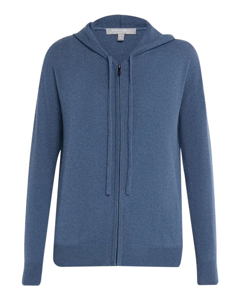 Neiman Marcus Cashmere Collection Cashmere Zip-Front Hoodie