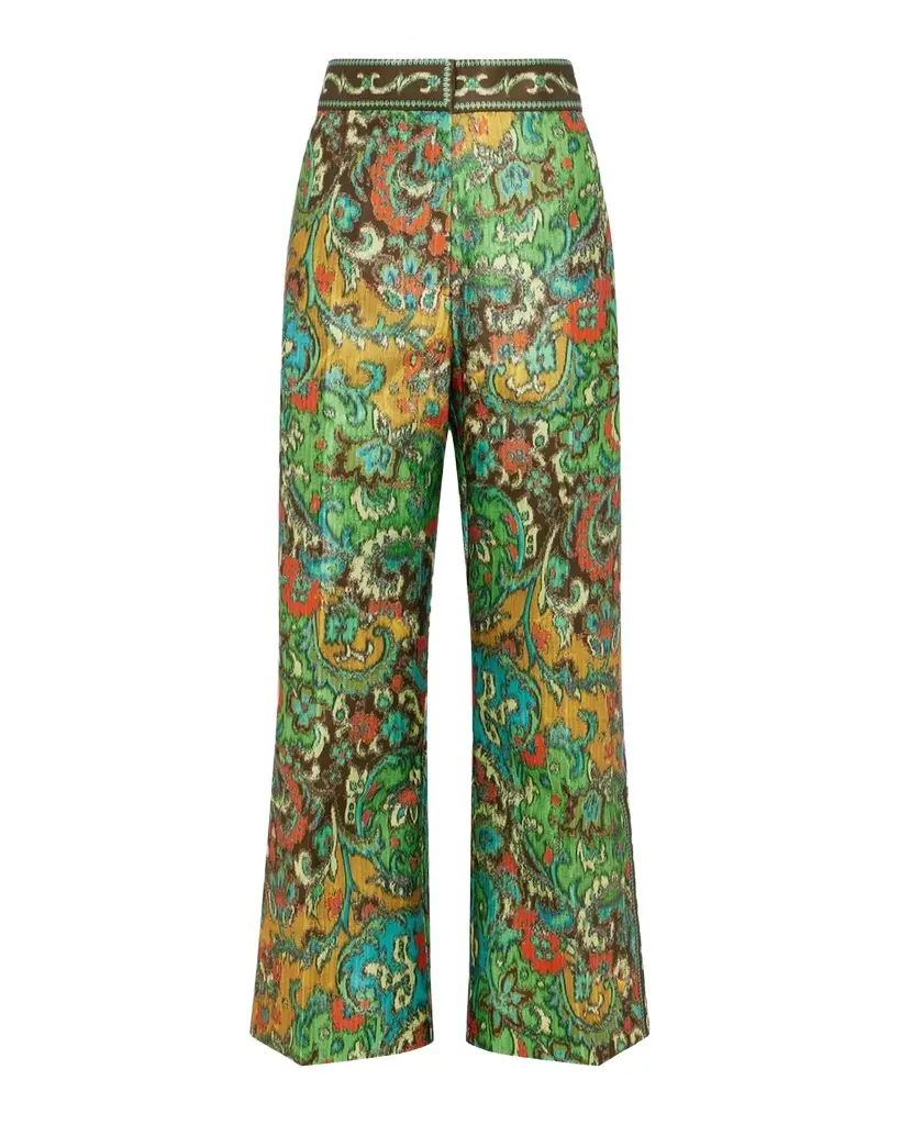 Charlotte Jacquard Wide-Leg Pants