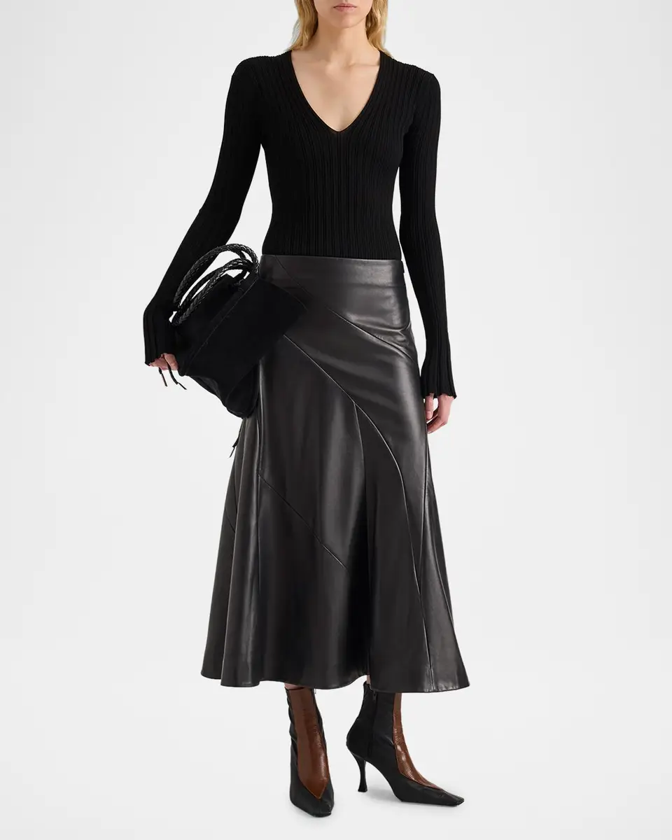 Proenza Schouler Kenza Paneled Leather Midi Skirt | Thumbnail 2 Proenza Schouler Kenza Paneled Leather Midi Skirt | Thumbnail 2