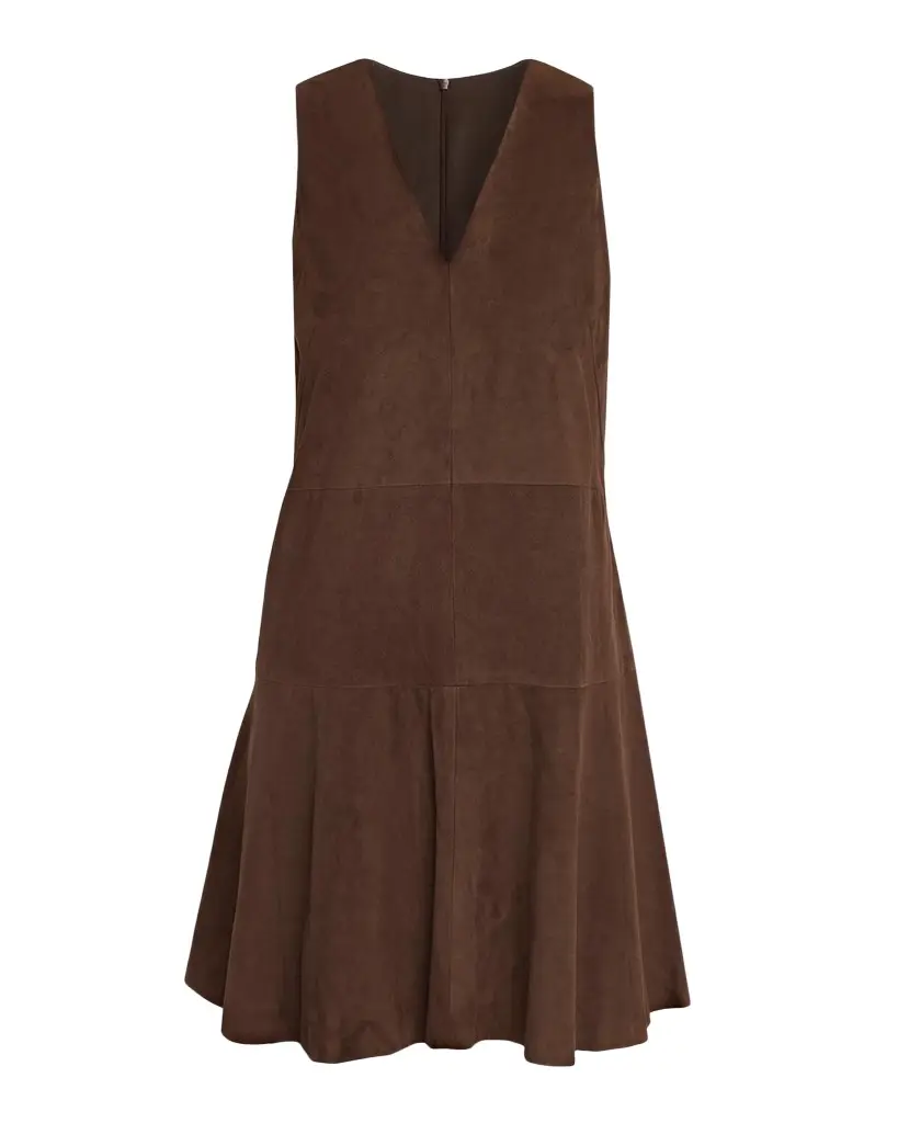 Suede V-Neck Flared Mini Dress Suede V-Neck Flared Mini Dress