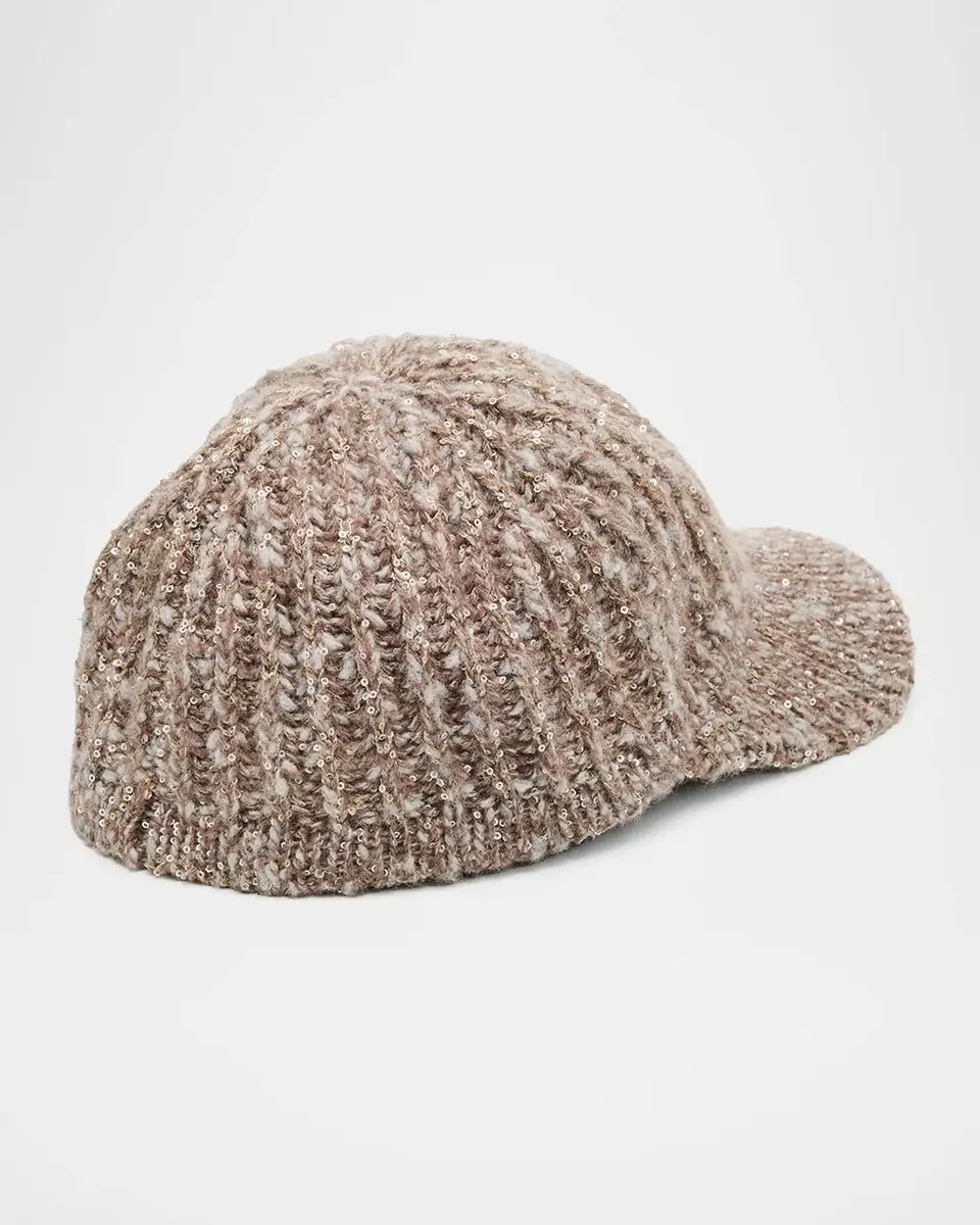 Brunello Cucinelli Cappello Sequined Rib-Knit Baseball Cap | Thumbnail 2 Brunello Cucinelli Cappello Sequined Rib-Knit Baseball Cap | Thumbnail 2