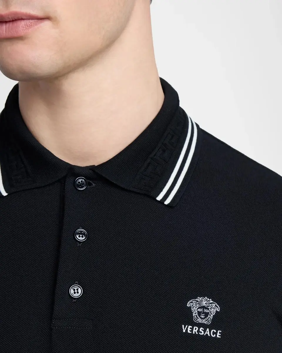 Versace Medusa-Embroidered Cotton Polo Shirt | Thumbnail 5 Versace Medusa-Embroidered Cotton Polo Shirt | Thumbnail 5