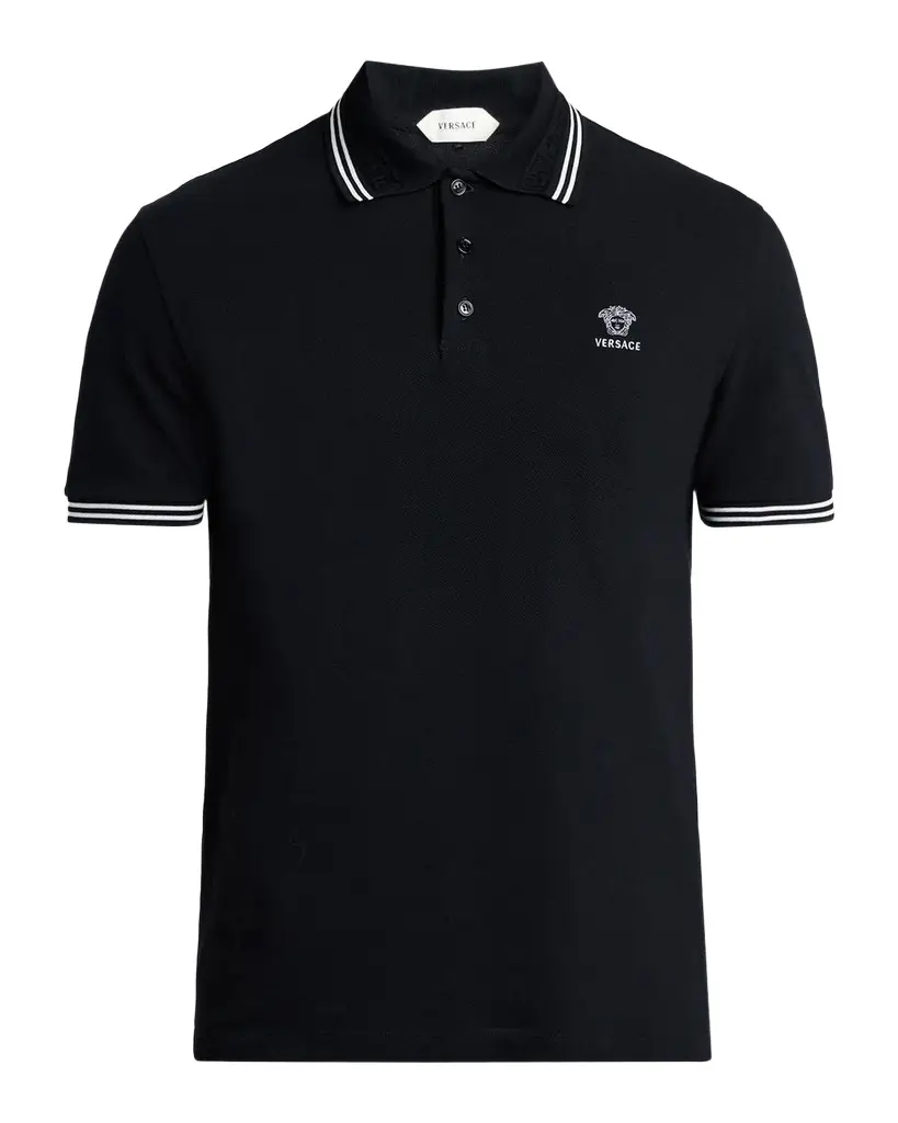 Versace Medusa-Embroidered Cotton Polo Shirt