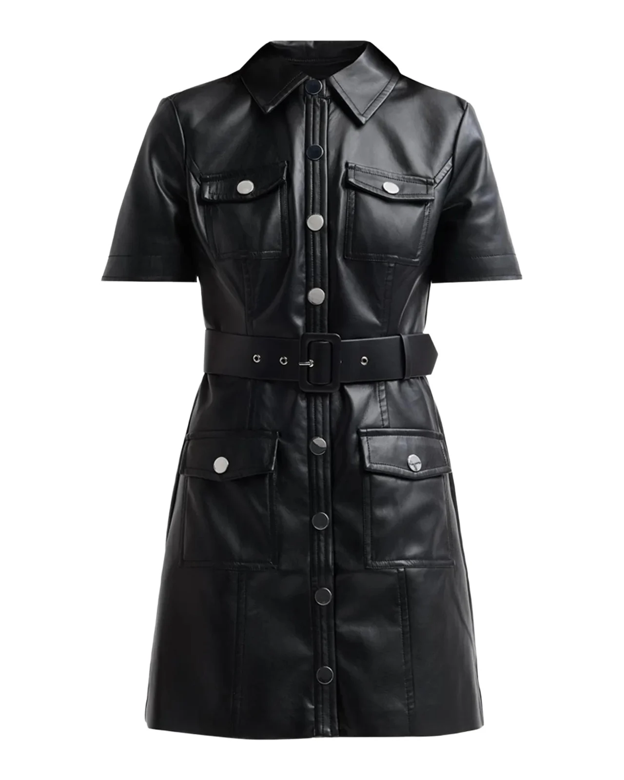 Lydia Belted Short-Sleeve Mini Dress Lydia Belted Short-Sleeve Mini Dress