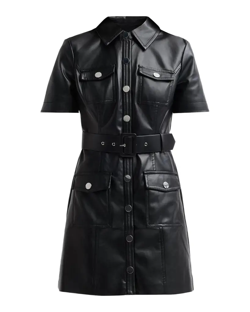 Lydia Belted Short-Sleeve Mini Dress Lydia Belted Short-Sleeve Mini Dress