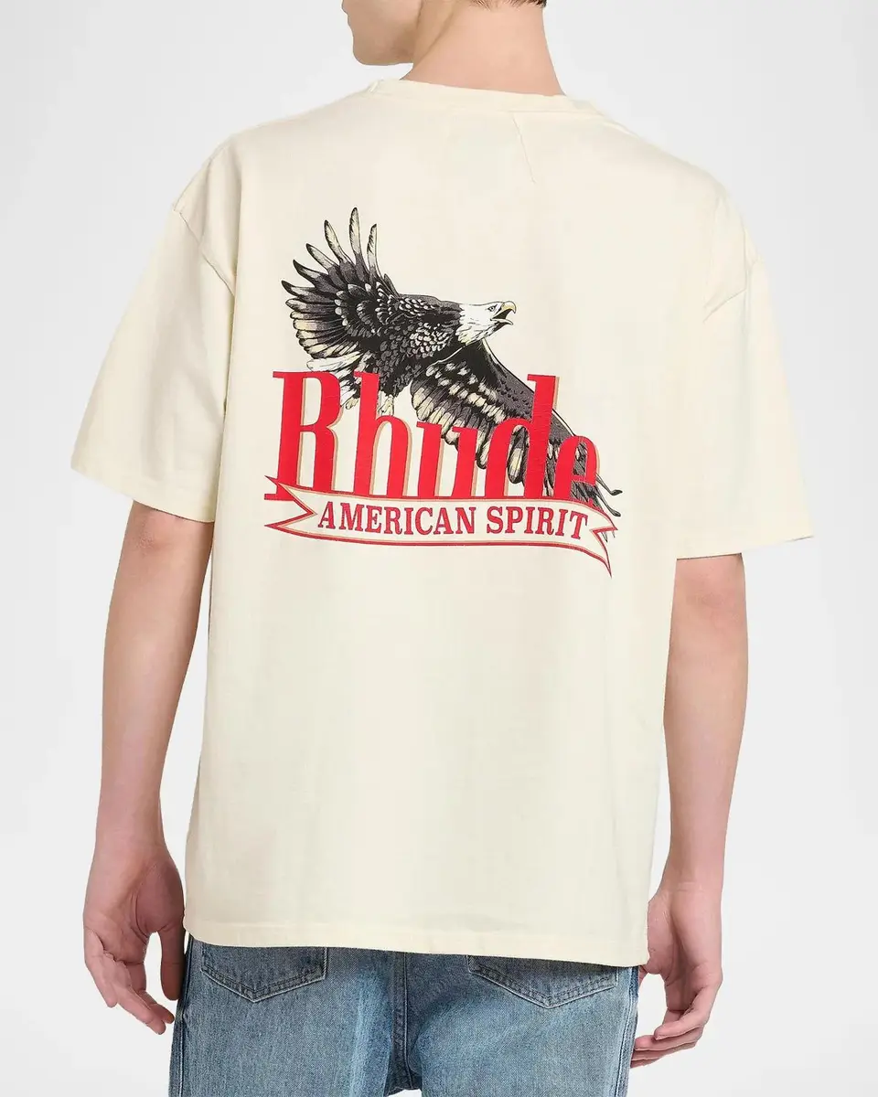 Rhude Men's American Spirit Logo Cotton T-Shirt | Thumbnail 3 Rhude Men's American Spirit Logo Cotton T-Shirt | Thumbnail 3