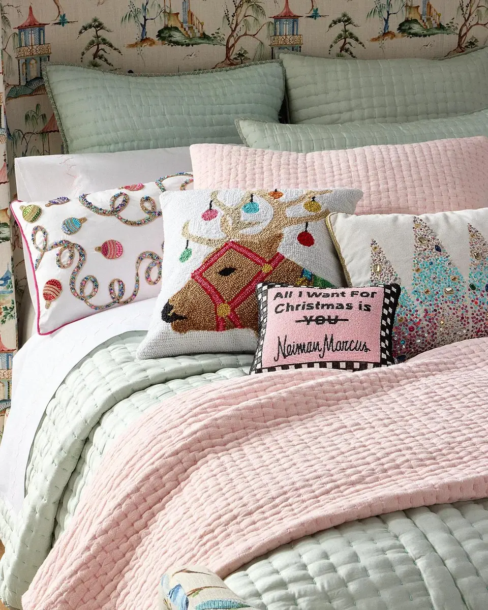 Sudha Pennathur All I Want For Christmas Is Neiman Marcus Beaded Pillow, 9" x 11" | Thumbnail 2