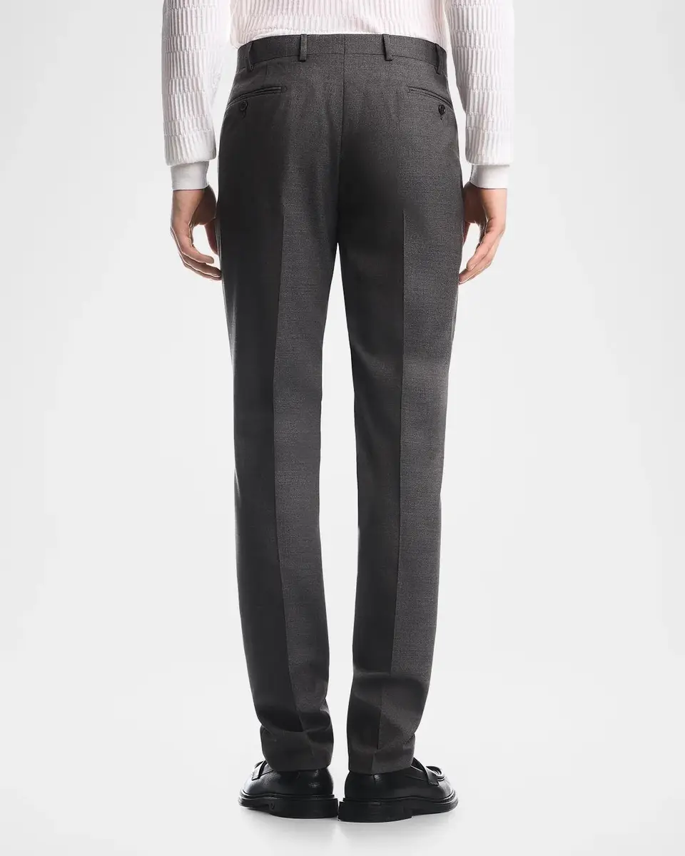Emporio Armani Men's Wool Textured Flat-Front Trousers | Thumbnail 2 Emporio Armani Men's Wool Textured Flat-Front Trousers | Thumbnail 2