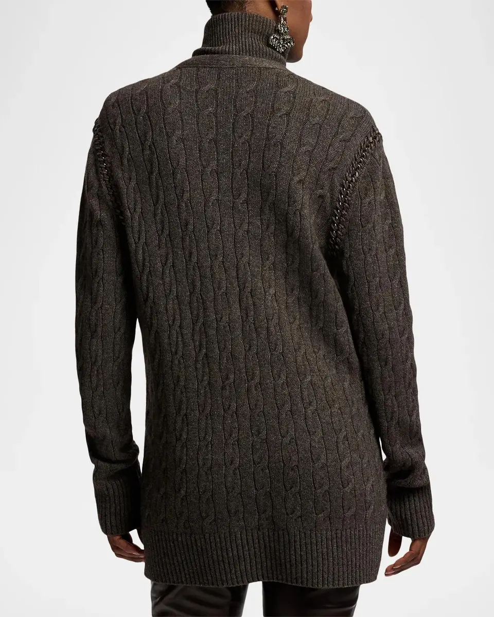 Ralph Lauren Collection Chain-Trim Cable Cashmere Cardigan | Thumbnail 3 Ralph Lauren Collection Chain-Trim Cable Cashmere Cardigan | Thumbnail 3