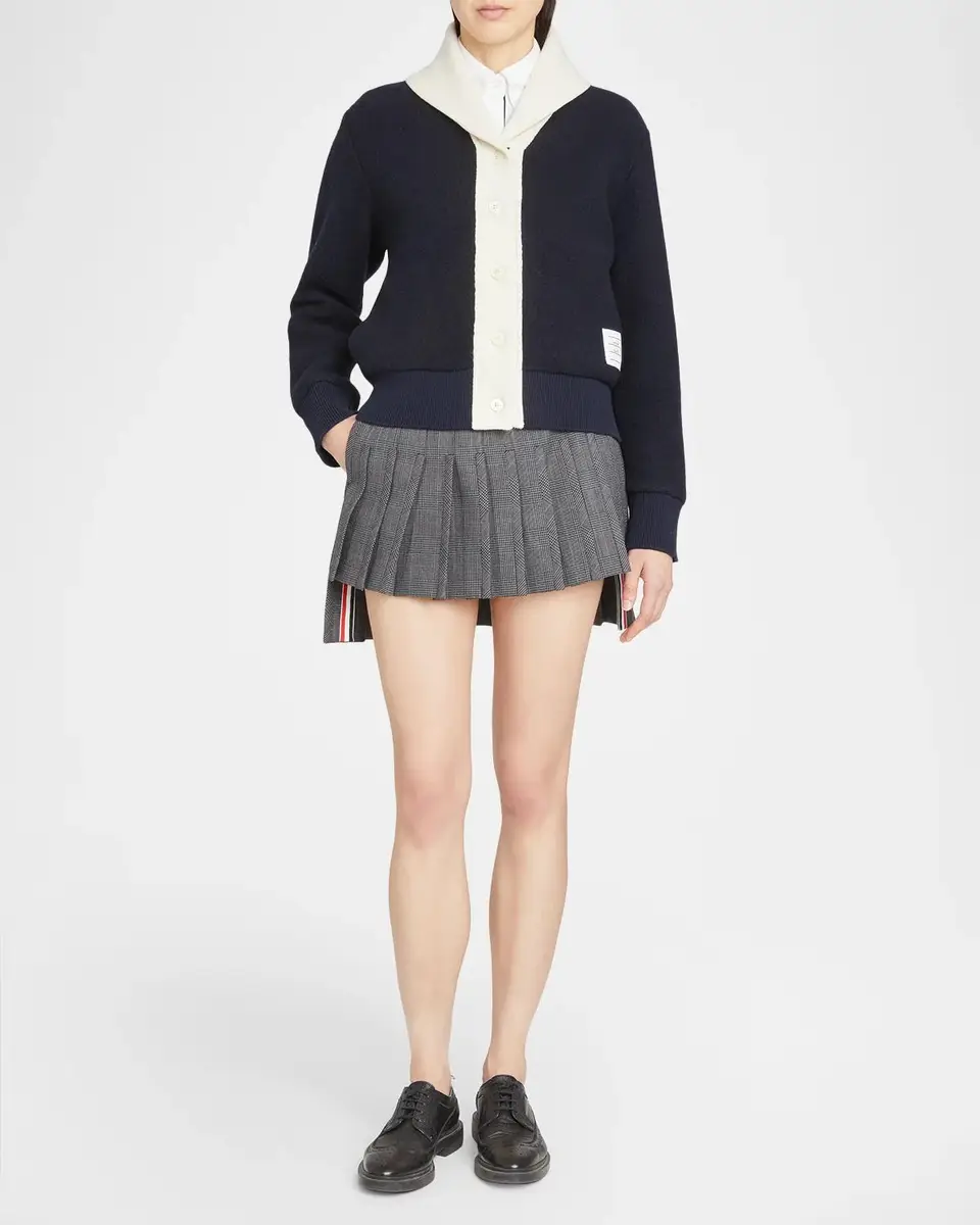 Thom Browne Shawl Collar Wool-Blend Cardigan | Thumbnail 2 Thom Browne Shawl Collar Wool-Blend Cardigan | Thumbnail 2