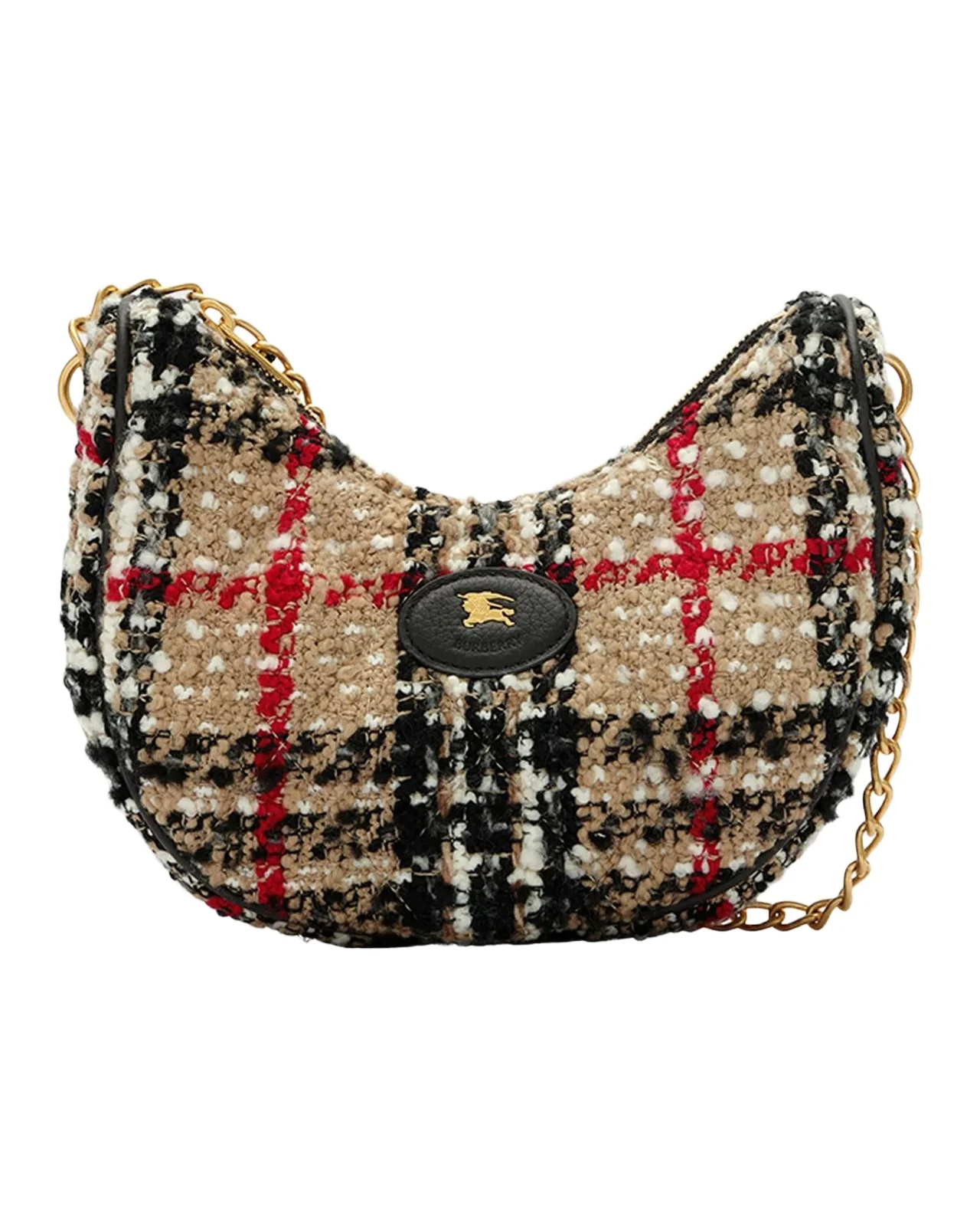 Burberry Horseshoe Check Boucle Crossbody Bag