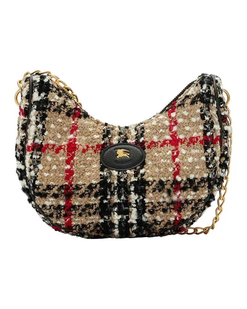 Burberry Horseshoe Check Boucle Crossbody Bag