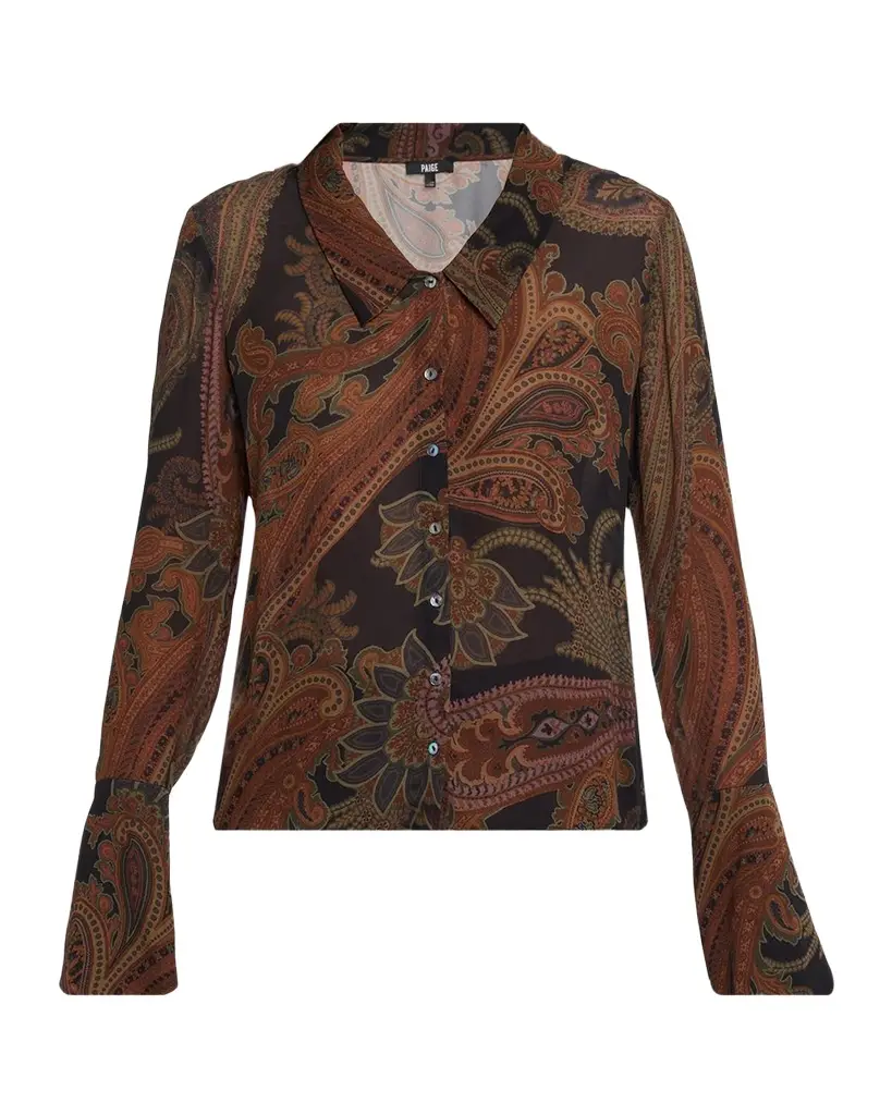 PAIGE Rosalinda Paisley Button-Front Blouse