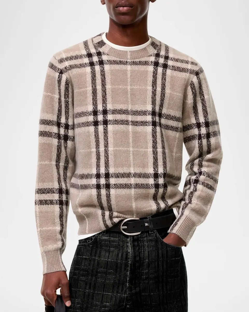Burberry Men's Curtis Check Cashmere Sweater | Thumbnail 3