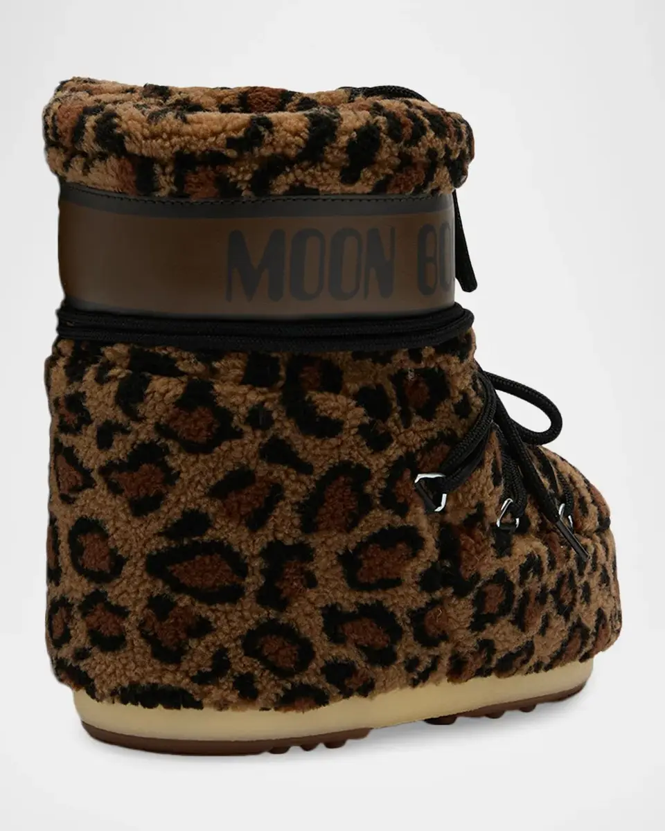 Moon Boot Icon Low Leopard Fleece Snow Boots | Thumbnail 2 Moon Boot Icon Low Leopard Fleece Snow Boots | Thumbnail 2