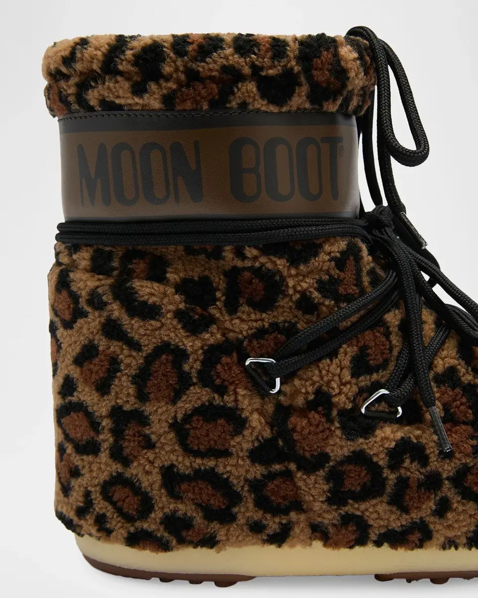 Moon Boot Icon Low Leopard Fleece Snow Boots | Thumbnail 3 Moon Boot Icon Low Leopard Fleece Snow Boots | Thumbnail 3