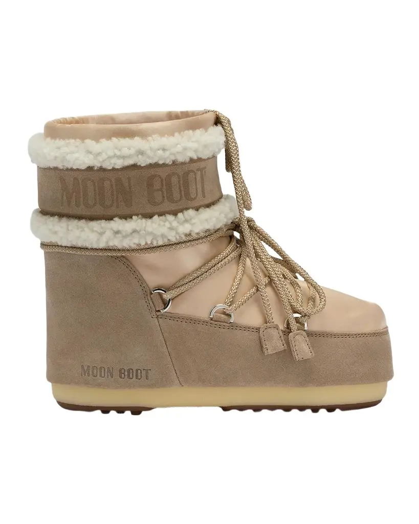 Moon Boot Icon Low Shearling-Trimmed Suede and Nylon Snow Boots
