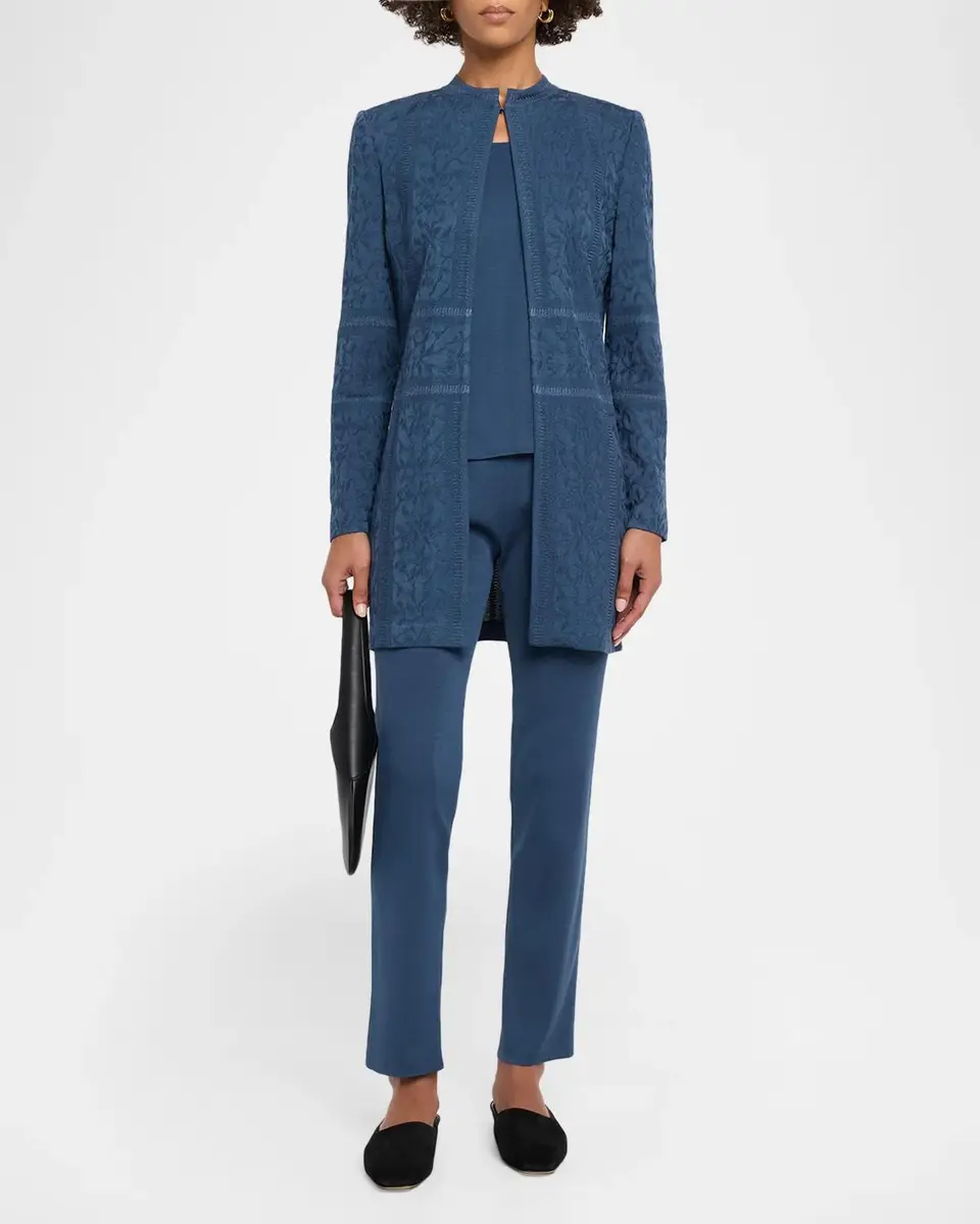 Misook Floral Jacquard Open Jacket | Thumbnail 2 Misook Floral Jacquard Open Jacket | Thumbnail 2