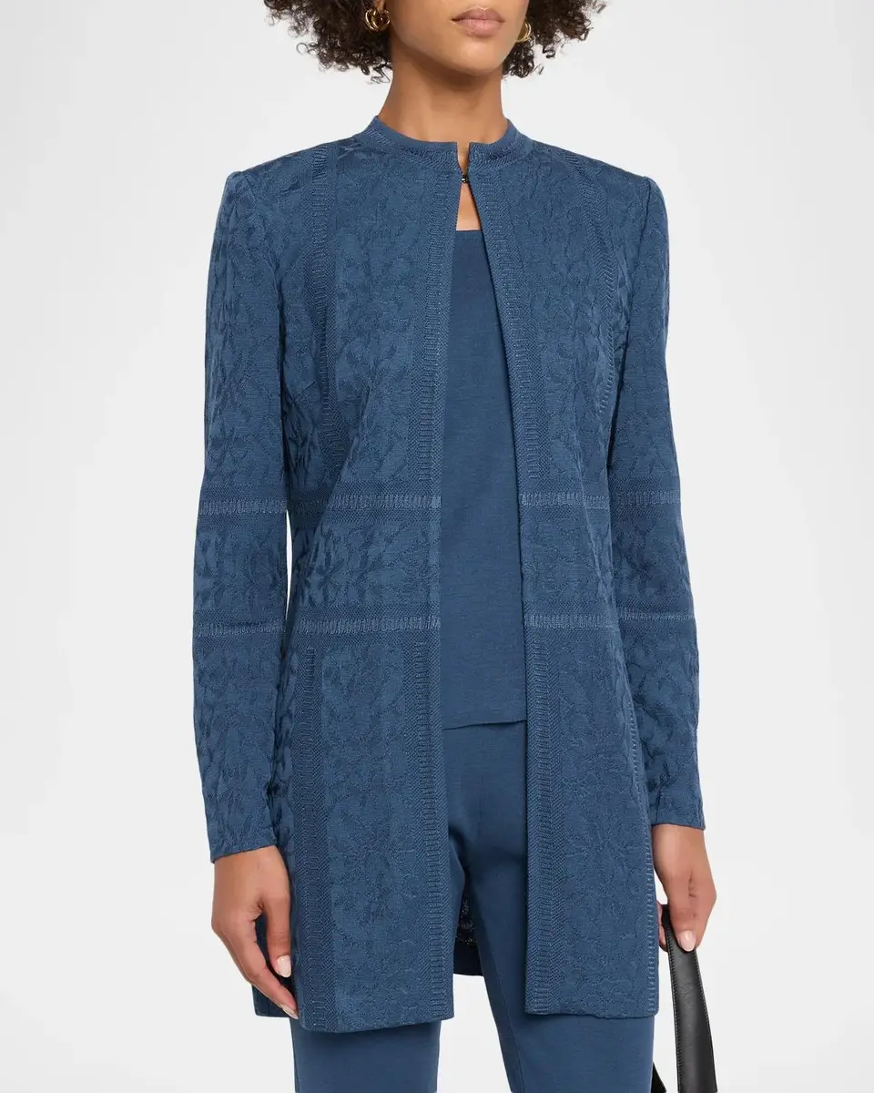 Misook Floral Jacquard Open Jacket | Thumbnail 4 Misook Floral Jacquard Open Jacket | Thumbnail 4
