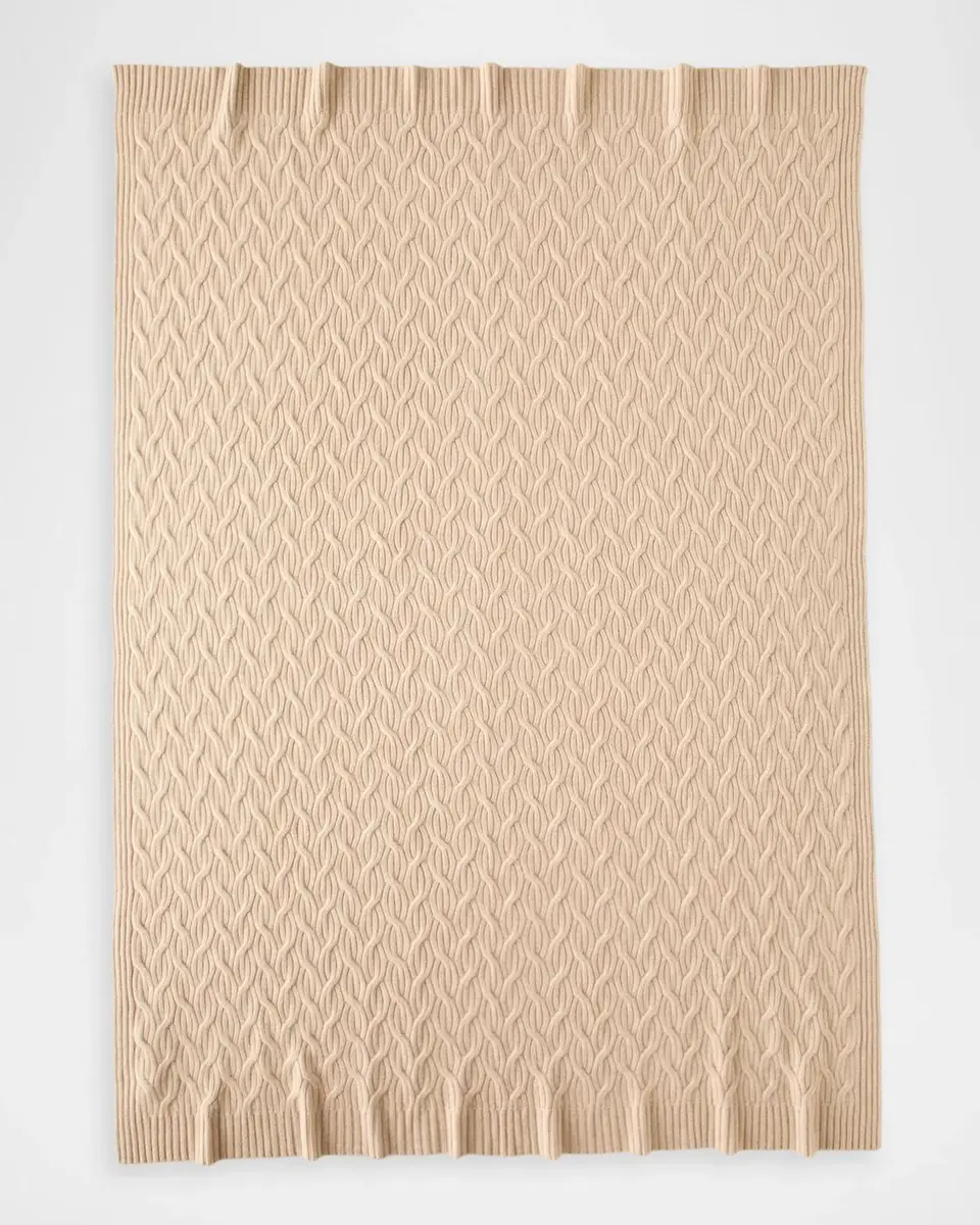 Sofia Cashmere Modern Cable-Knit Cashmere Throw, 56" x 72" | Thumbnail 3 Sofia Cashmere Modern Cable-Knit Cashmere Throw, 56" x 72" | Thumbnail 3