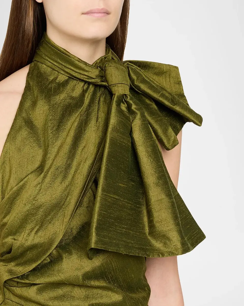 Christopher John Rogers Bow-Neck Silk Halter Top | Thumbnail 5