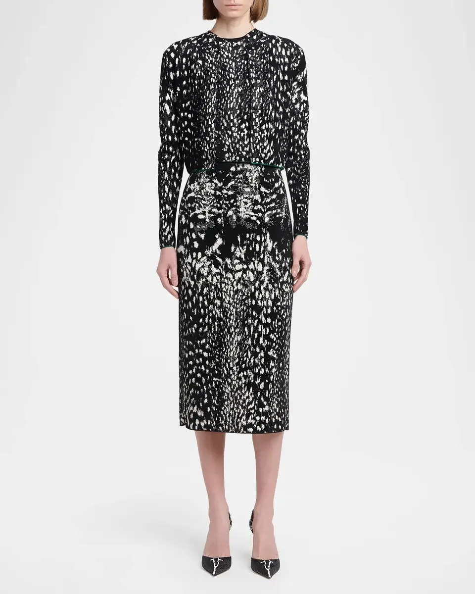 TOM FORD Boutique Lynx Jacquard Compact Velvet Knit Crewneck Cardigan | Thumbnail 2 TOM FORD Boutique Lynx Jacquard Compact Velvet Knit Crewneck Cardigan | Thumbnail 2