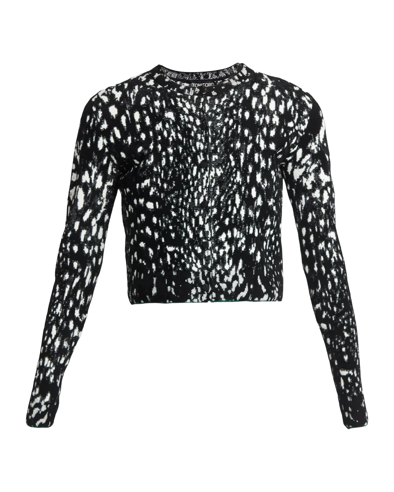 Lynx Jacquard Compact Velvet Knit Crewneck Cardigan Lynx Jacquard Compact Velvet Knit Crewneck Cardigan