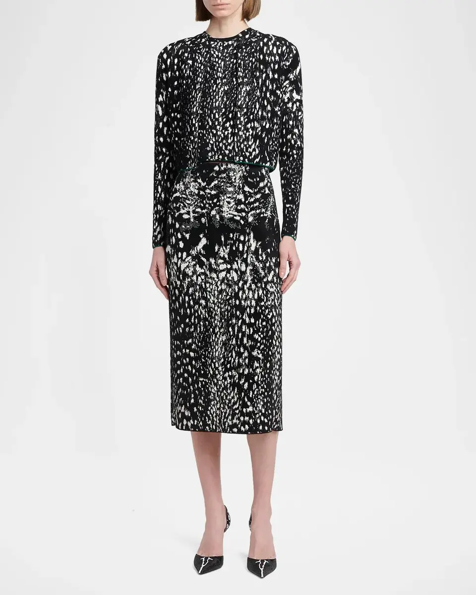 Tom Ford Lynx Jacquard Compact Velvet Knit Pencil Skirt | Thumbnail 2 Tom Ford Lynx Jacquard Compact Velvet Knit Pencil Skirt | Thumbnail 2