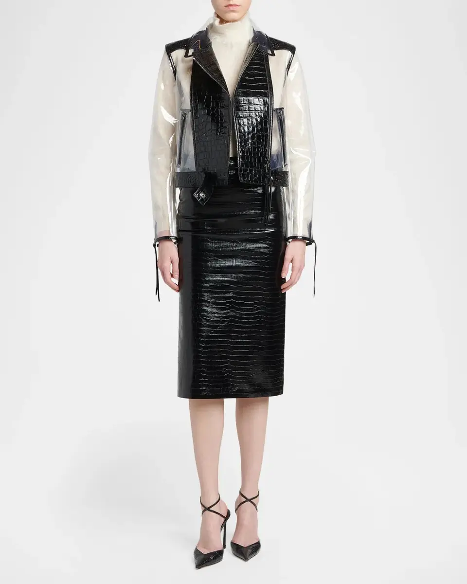 Tom Ford Exotic Croco Embossed Leather Midi Skirt With Belt | Thumbnail 2 Tom Ford Exotic Croco Embossed Leather Midi Skirt With Belt | Thumbnail 2
