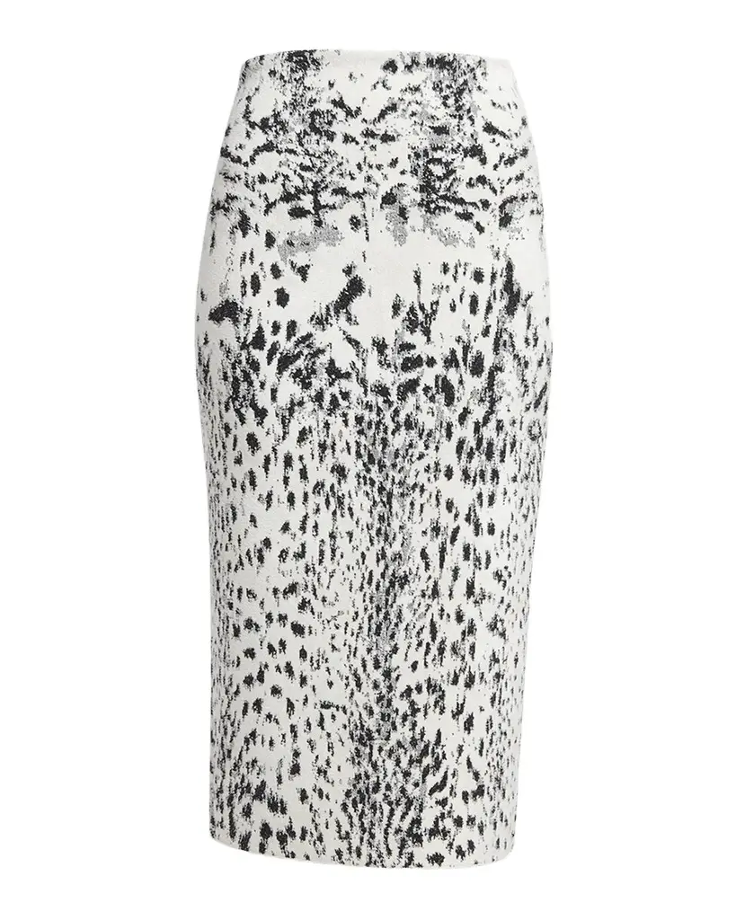 Lynx Jacquard Compact Velvet Knit Pencil Skirt Lynx Jacquard Compact Velvet Knit Pencil Skirt