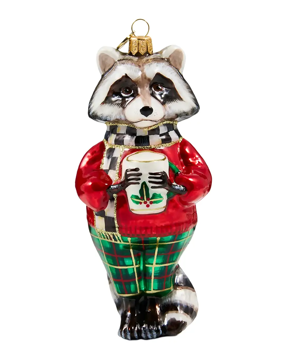 MacKenzie-Childs Tartan Raccoon Glass Ornament | Thumbnail 2