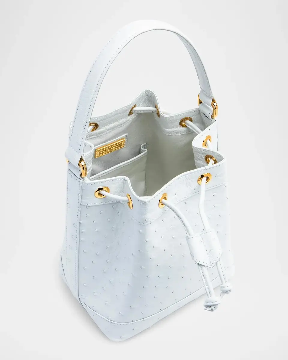 Lana Marks Isla Drawstring Ostrich Leather Tote Bag | Thumbnail 3 Lana Marks Isla Drawstring Ostrich Leather Tote Bag | Thumbnail 3