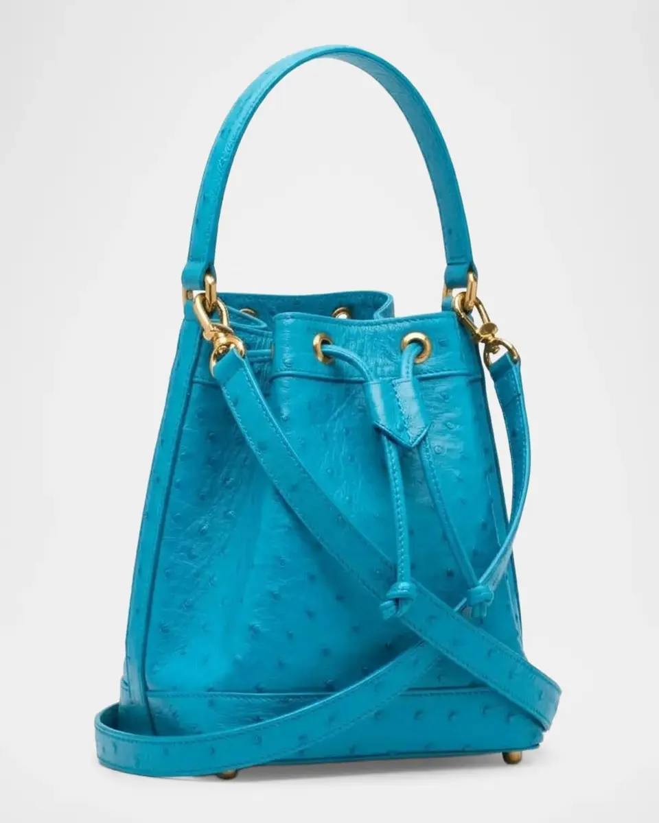 Lana Marks Isla Drawstring Ostrich Leather Tote Bag | Thumbnail 5 Lana Marks Isla Drawstring Ostrich Leather Tote Bag | Thumbnail 5