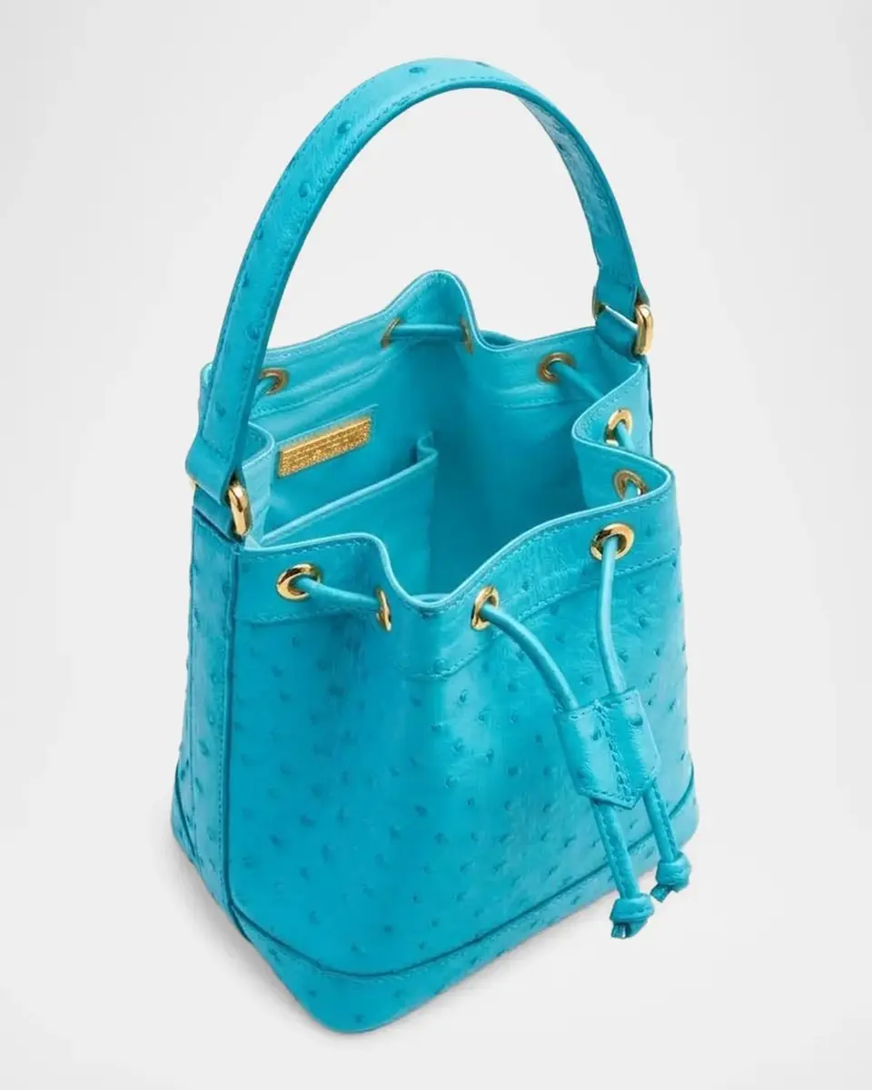 Lana Marks Isla Drawstring Ostrich Leather Tote Bag | Thumbnail 6 Lana Marks Isla Drawstring Ostrich Leather Tote Bag | Thumbnail 6