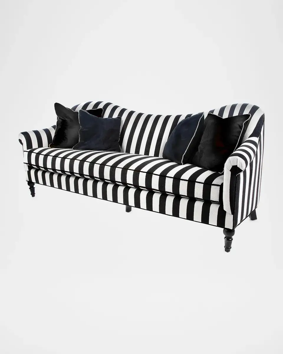 MacKenzie-Childs Marquee Black Stripe Chenille Sofa | Thumbnail 2 MacKenzie-Childs Marquee Black Stripe Chenille Sofa | Thumbnail 2