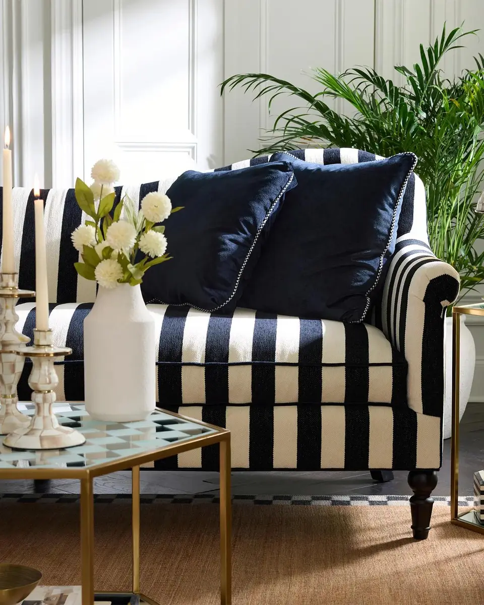 MacKenzie-Childs Marquee Black Stripe Chenille Sofa | Thumbnail 5 MacKenzie-Childs Marquee Black Stripe Chenille Sofa | Thumbnail 5